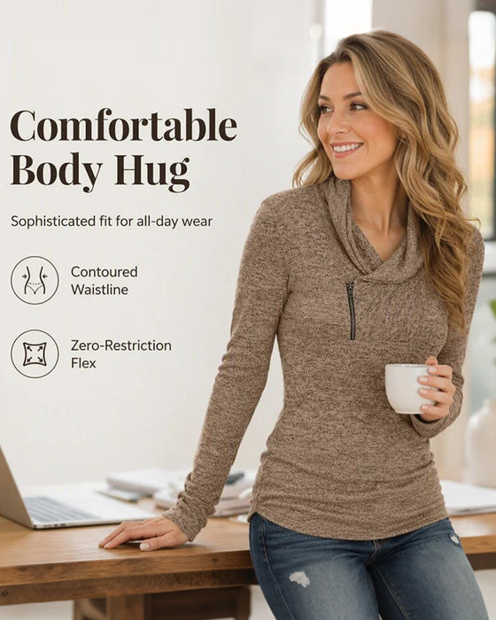 Top Effen Pullover Rits Nauwsluitend