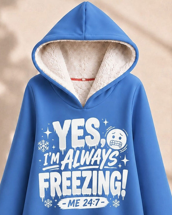 Hoodie Fleece-Gevoerd Letterprint Lang Model
