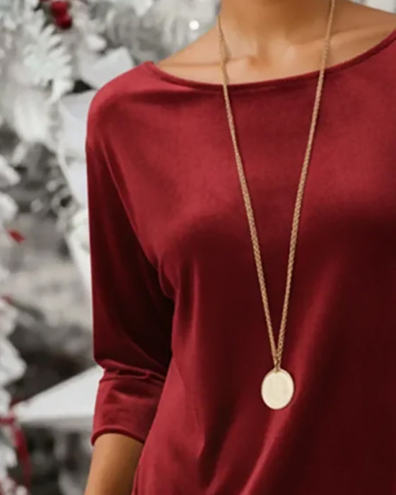 Modieuze wijde jurk met ronde hals