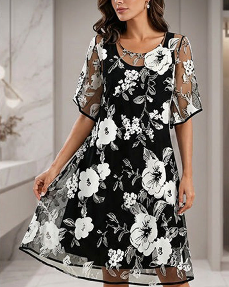 Jurk Ronde Hals Bloemen