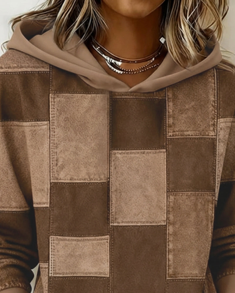 Stijlvolle Geruite Hoodie Met Lange Mouwen