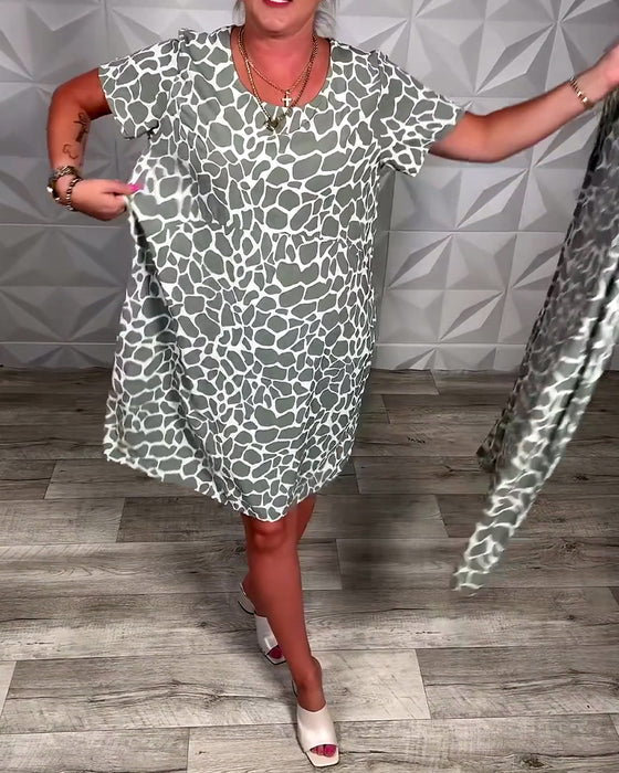 Casual jurk met ronde hals en print