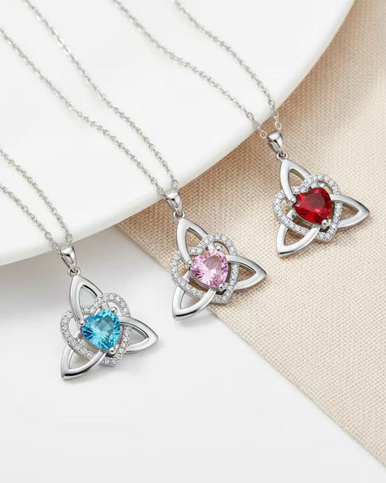 Geboortesteen Keltische Drie-eenheid Knoop Hart Ketting ✨ Hartvormige Keltische Drie-eenheid Knoop Geboortesteen Hanger