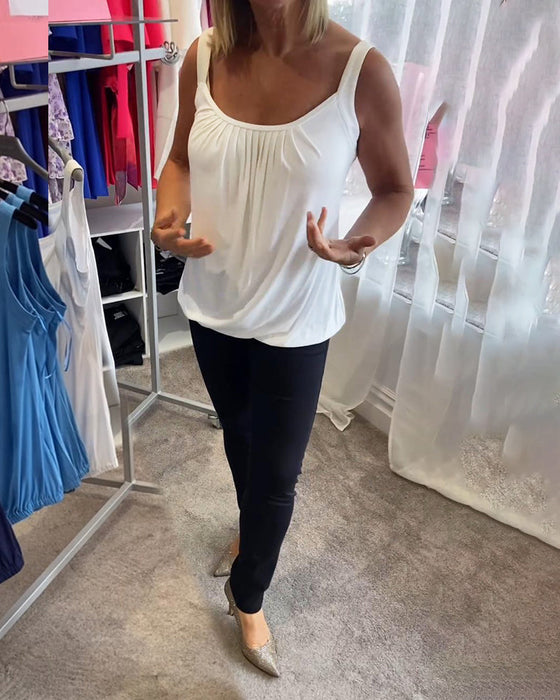 Set Casual mouwloze top met plooi en effen kleur