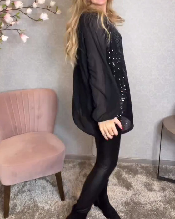 Shirt Ronde Hals Lange Mouw Pailletten