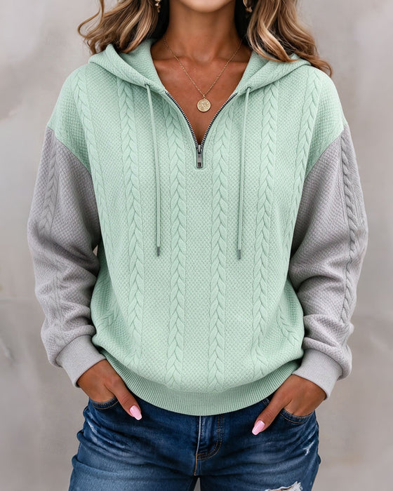 Sweatshirt Met Capuchon Rits Contrast
