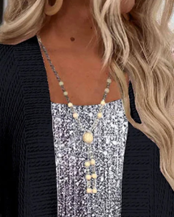 Modieuze Top In Nep-Tweedelig Ontwerp