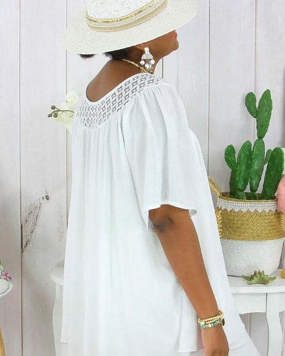 Blouse Effen Kleur Losse Pasvorm