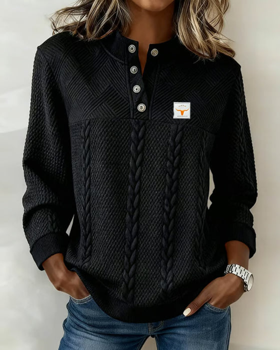 Casual Langmouwige Sweatshirt Met Jacquard