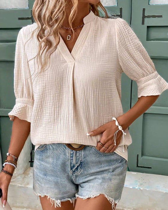 Blouse Ruchemouw V-Hals