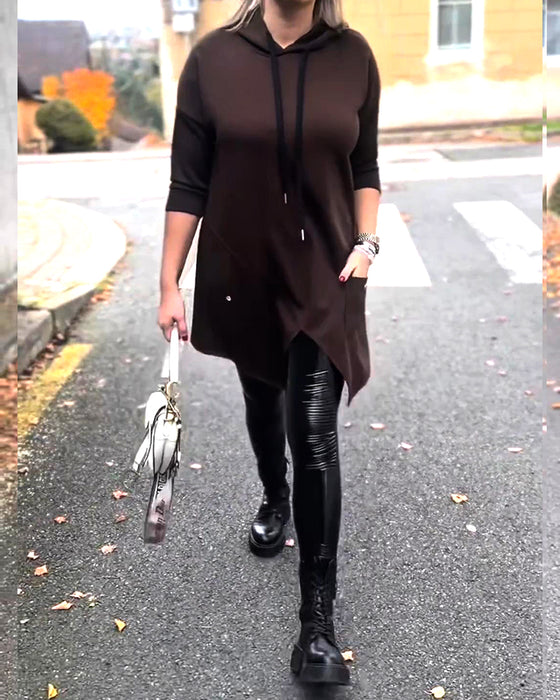 Hoodie Met Capuchon Casual Splitsen Lange Mouw