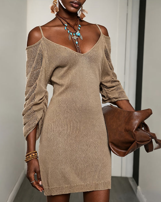 Sweaterjurk Camisole Off-Shoulder Gebreid