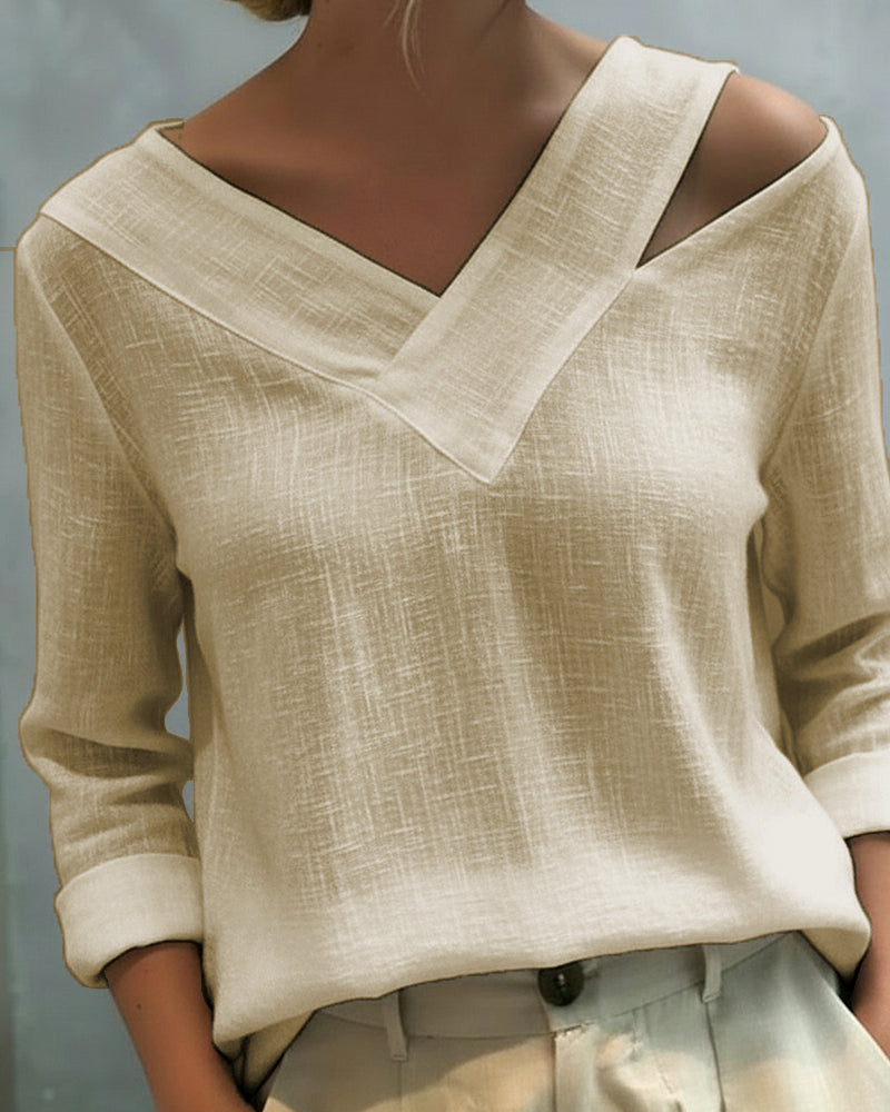 Top Stijlvolle V-Hals Off-Shoulder