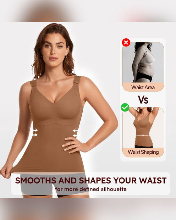 Top Dames 3-In-1 Licht Nauwsluitend Zacht Thermisch Shapewear Ingebouwde Bh