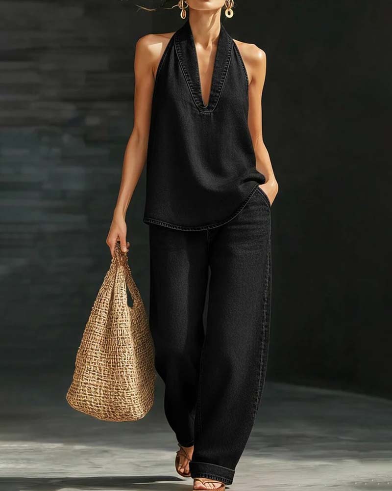 Set Mode Halterhals Denim