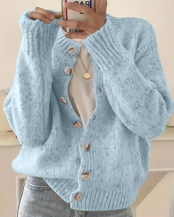 Comfortabele Effen Kleur Cardigan