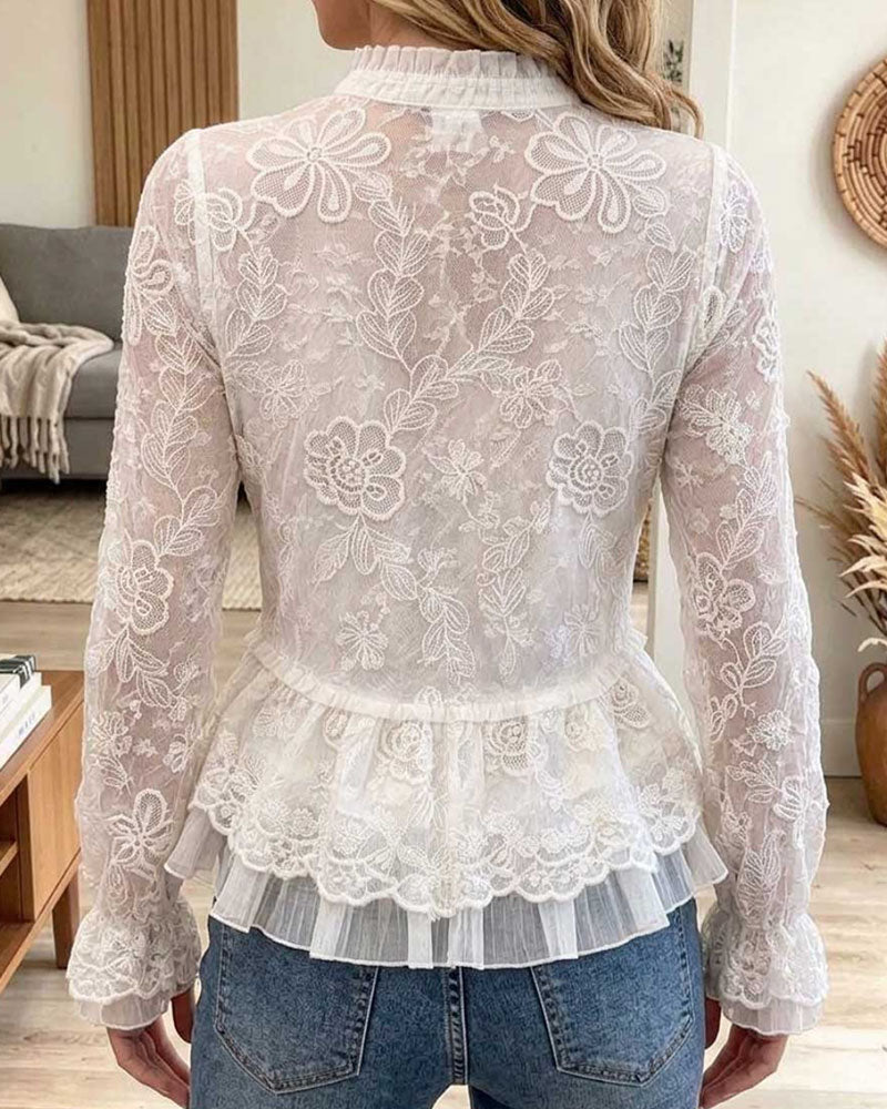 Blouse Geruwd Slim Pasvorm Waaivormig