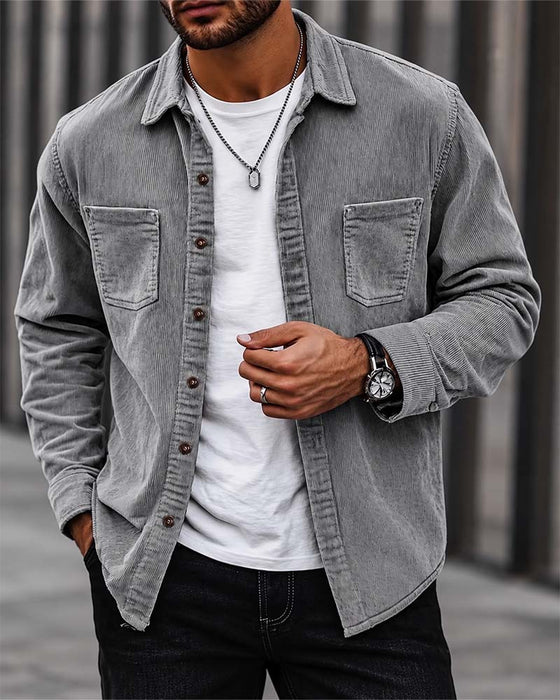 👔 Heren Casual Corduroy Overhemdjas – Klassieke Textuur Ontmoet Dagelijks Comfort