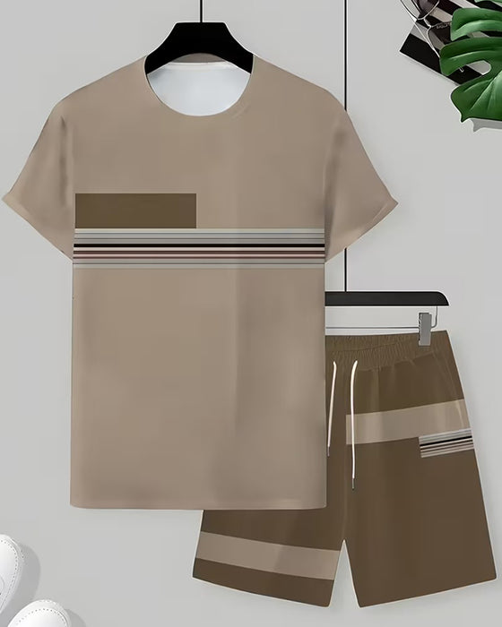 Set Gestreept Casual Korte Mouw