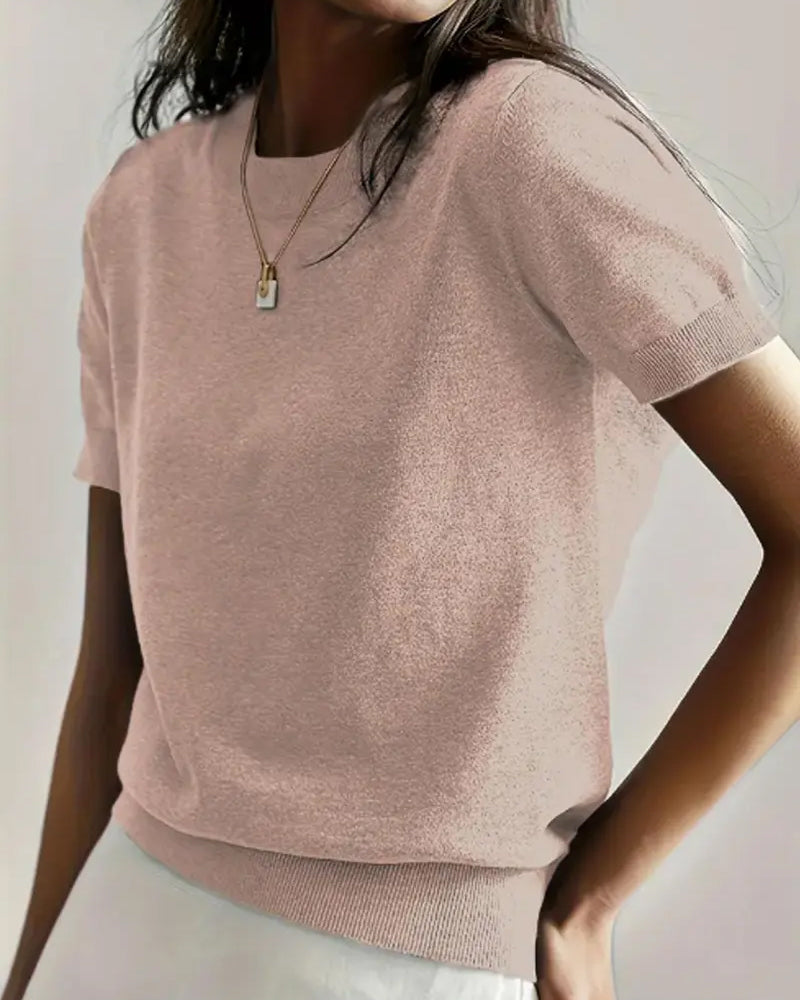 Pull Rond Hals Korte Mouw Dunne Brei