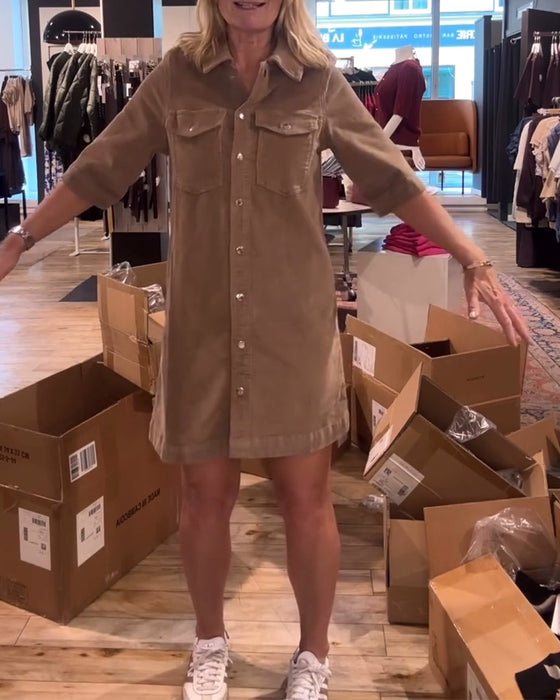 Jurk Met Halve Mouwen In Effen Kleur