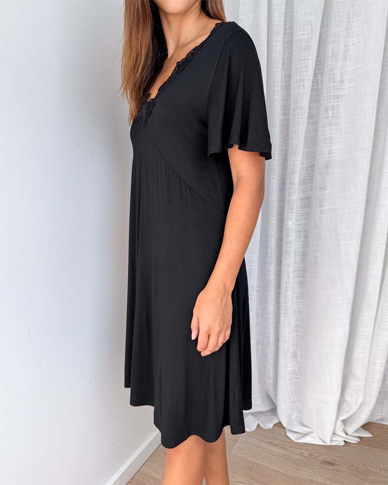 Jurk Kant Stiksel V-Hals