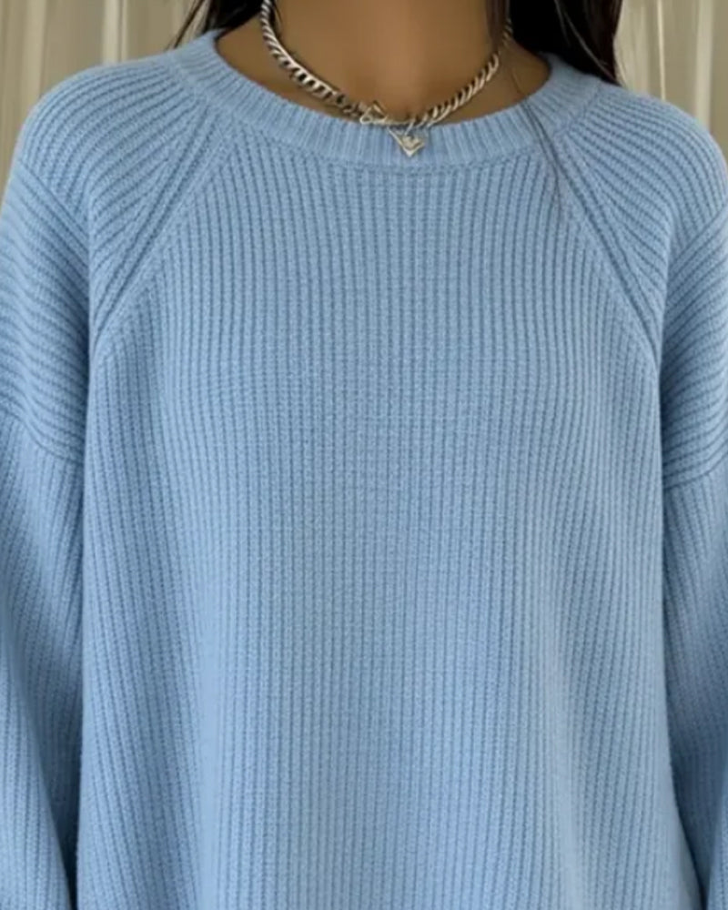 Wijdvallende Trui In Patchwork En Effen Kleur