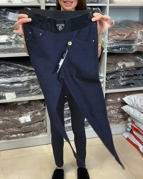 Stijlvolle Broek In Effen Kleur Met Stretch