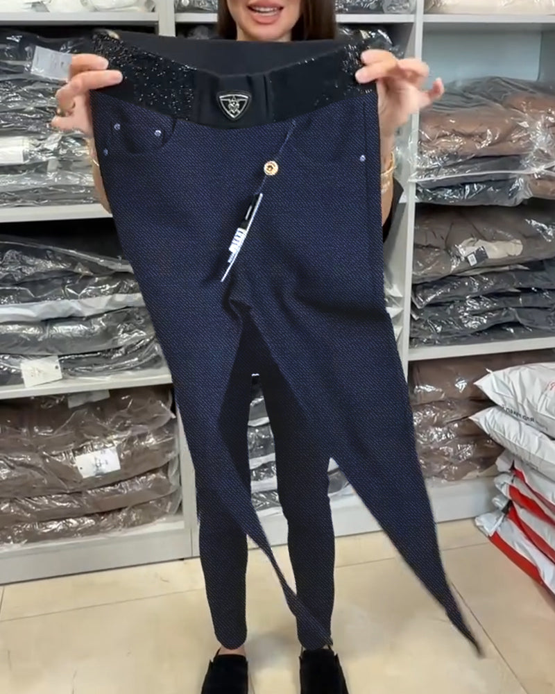 Stijlvolle Broek In Effen Kleur Met Stretch