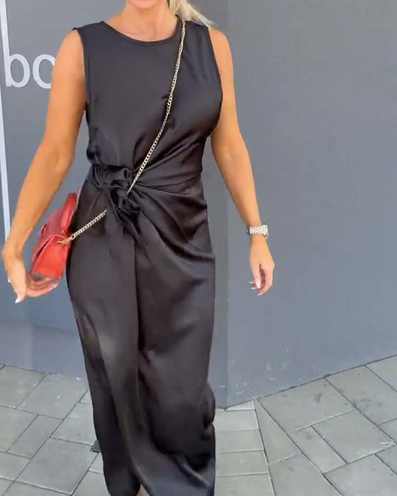 Jurk Mouwloos Getailleerde Taille Effen