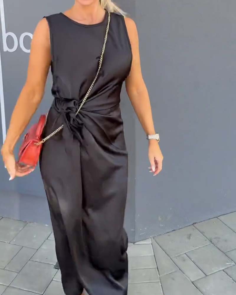 Jurk Mouwloos Getailleerde Taille Effen