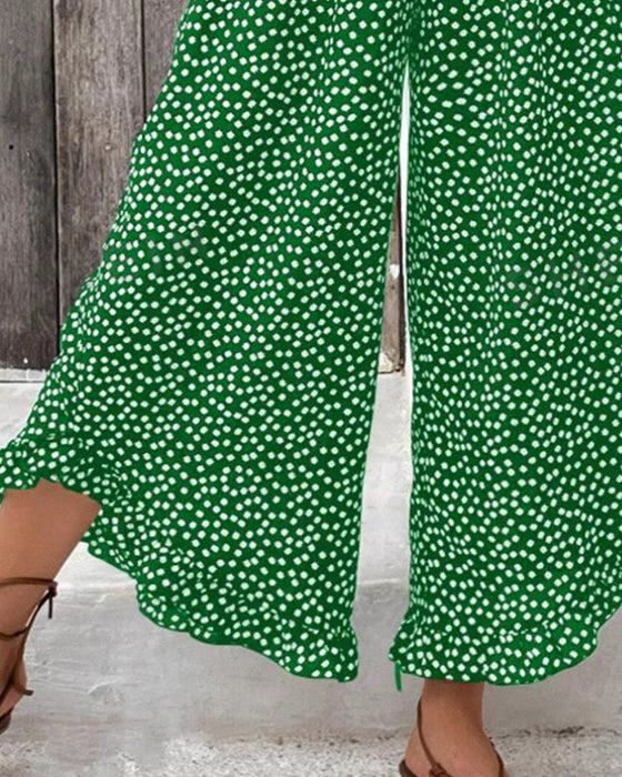 Broek Stippen Los Hoge Taille Wijd