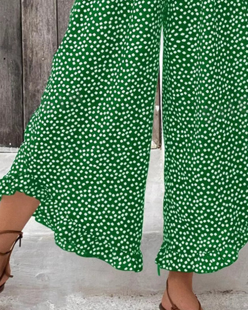 Broek Stippen Los Hoge Taille Wijd