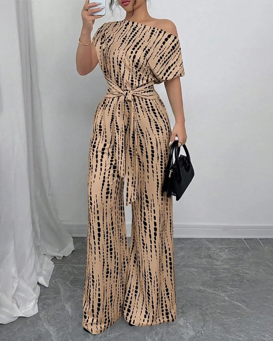 Jumpsuit Enkel Schouder Stropdas Breed Been