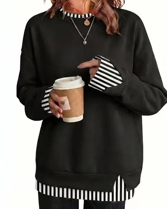 Sweatshirt Nep Gelaagd Los Lange Mouw