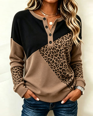 Sweatshirt Contrast Geknoopt Luipaardprint