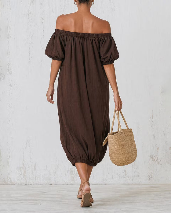 Jurk Off-Shoulder Ballon Mouw Zak