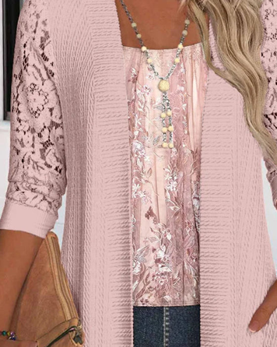 Top Met Faux Twee-Delige Look En Patchwork