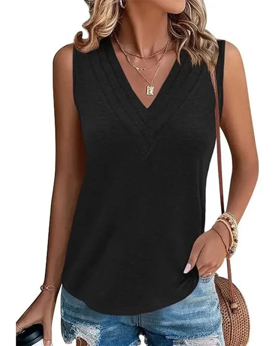 Tank Top Dubbele V-Hals Mouwloos Casual