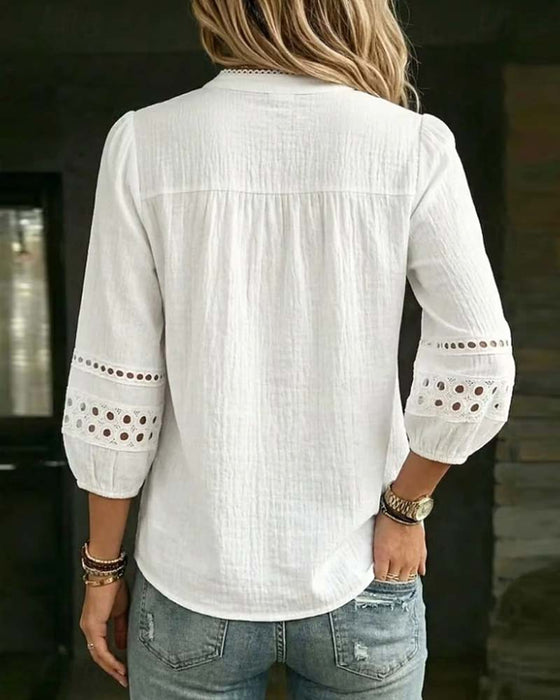 Blouse Mandarin Kraag Hollow Out