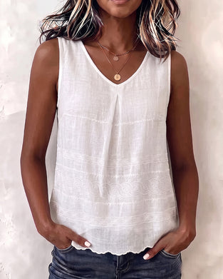 Effen V-Hals Geplooide Tanktop