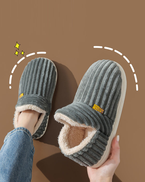 Thuis warme platte schoenen in effen kleur
