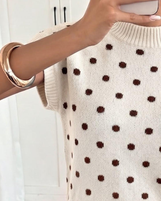 Pullover Turtleneck Gestippeld Korte Mouw