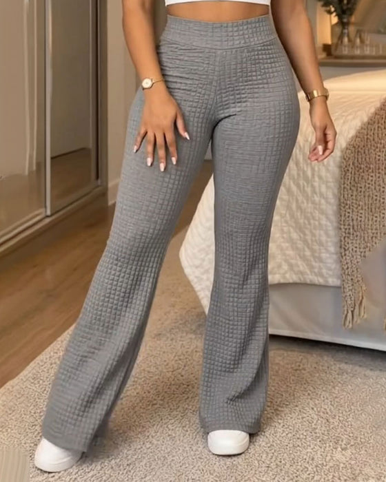 Broek Hoge Taille Effen Uitlopend