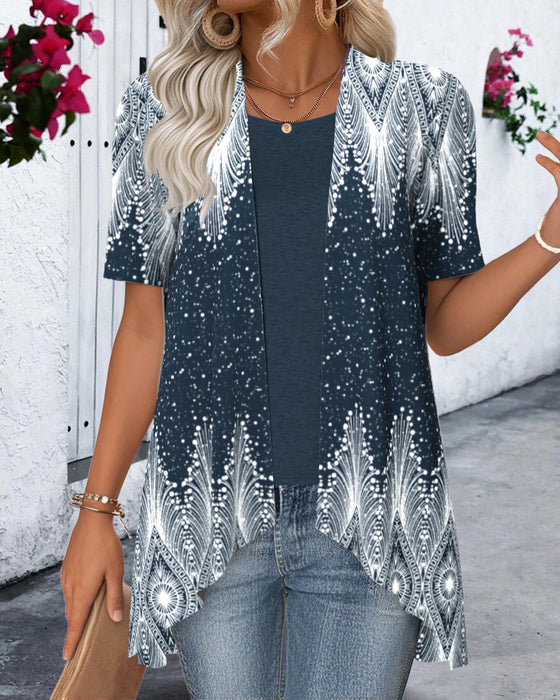 Blos Onregelmatig Korte Mouwen Positionering Nep Tweedelig