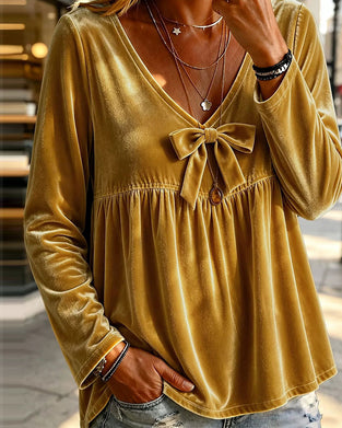 Top V-Hals Strik Langmouw