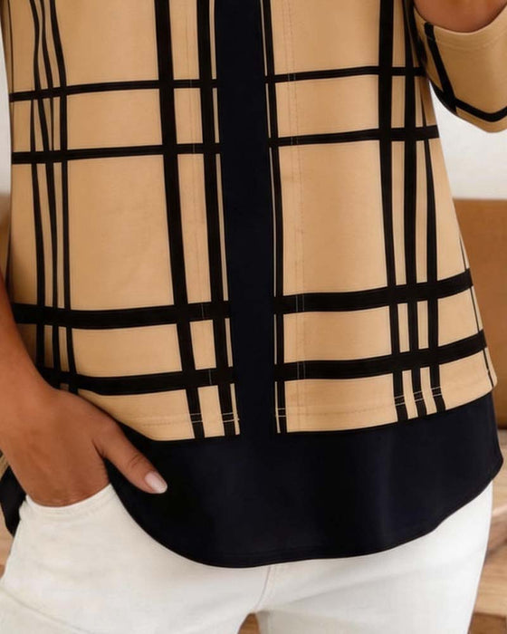 Blouse Ruit Imitatie Tweedelig Casual