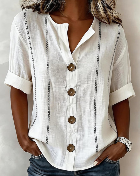 Blouse korte mouw knoopsluiting