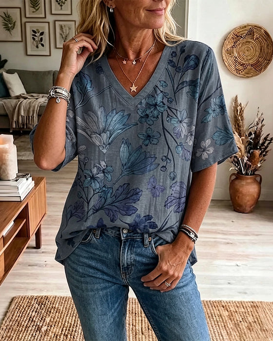 Blouse V-Hals Halve Mouwen