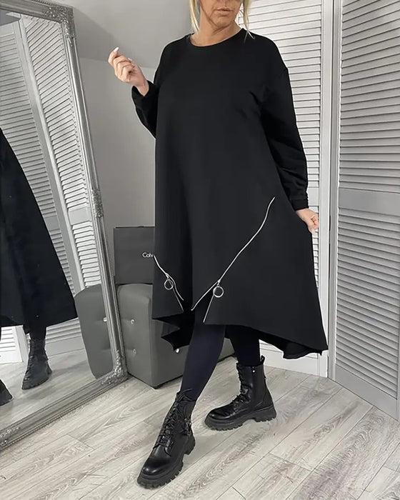 Losse Oversized Jurk Met Rits